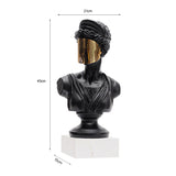 SOGA 45cm Black Resin Bust – Gold Striped Mask Home Sculpture
