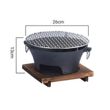 SOGA 2X Large Cast Iron Round Stove Charcoal Table Net Grill Japanese Style BBQ Picnic Camping with Wooden Board