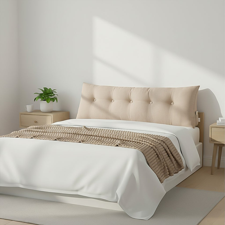SOGA Home & Living Bundle – Beige Triangular Wedge Bed Pillow & Light Brown Flannel Throw