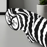 SOGA 47cm Elongated Black and White Striped Cat Resin Sculpture for Modern Home Decor