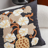 SOGA 2X 45cm Black Gold Wicker Basket Floral Embroidered Throw Pillow