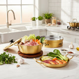 SOGA Kitchenware Bundle – Gold & Yellow Dry Pots and Ramen Pot for Stylish Kitchen Cooking