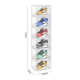 SOGA 6 Tier Transparent Portable Shoe Organiser Sneaker Footwear Folding Plastic Bin Stackable Storage Box with Magnetic Door