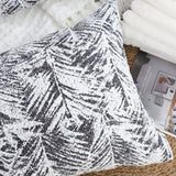 SOGA 35cm Modern Charcoal Palm Leaf Print Contemporary Throw Pillow