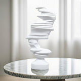 SOGA 44cm White Dual-Face Resin Sculpture Modern Abstract Art Accent for Home Decor
