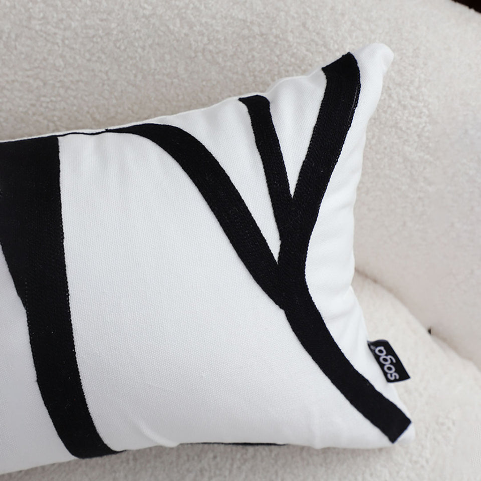 SOGA 30cm Rectangular Modern Minimalist Black Letter Print Decorative Throw Pillow