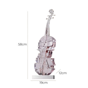 SOGA 58cm Transparent Crystal Violin Fiberglass Sculpture with Artificial Marble Base for Modern Home Decor