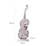 SOGA 58cm Transparent Crystal Violin Fiberglass Sculpture with Artificial Marble Base for Modern Home Decor