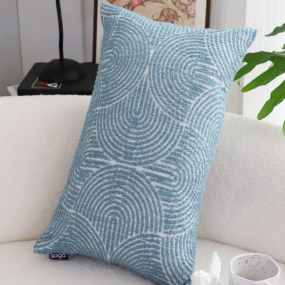 SOGA 2X 35cm Blue Throw Pillow Geometric Indoor and Outdoor Corded for Home Decor