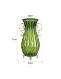 SOGA 51cm Green Glass Tall Floor Vase and 10pcs White Artificial Fake Flower Set