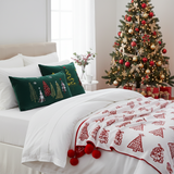 SOGA Christmas Bundle – Red Christmas Tree Fleece Throw & Green Embroidered Holiday Pillows