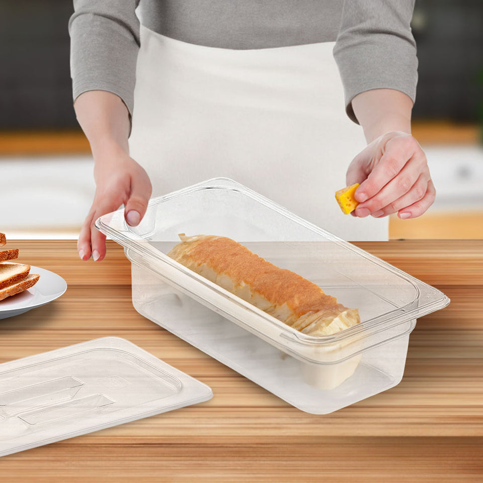 SOGA 4-Pack 100mm Clear Gastronorm 1/3 GN Pans with Lids