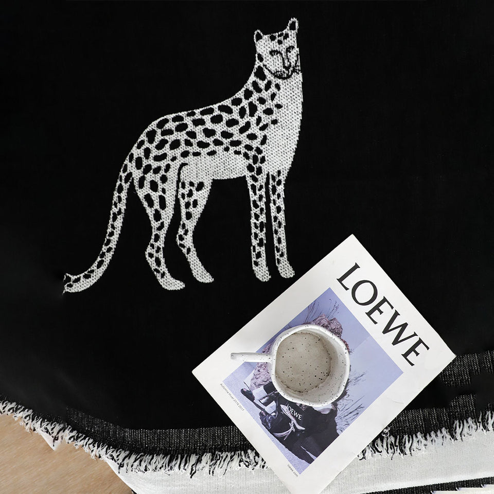 SOGA Two-seater Black Sofa Cover Leopard Print 180x260cm Polyester