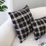 SOGA 50cm Modern Plaid Pattern Blush Pink Gray Decorative Throw Pillow