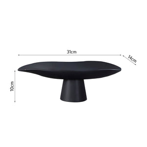 SOGA 31cm Black Ceramic Decorative Plate on Pedestal Stand