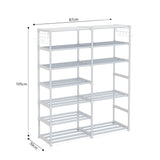 SOGA 2X 12-Shelf Tier Shoe Storage Shelf Space-Saving Caddy Rack Organiser with Side Hooks White