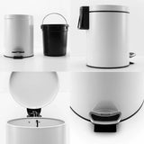 SOGA 2X Foot Pedal Stainless Steel Rubbish Recycling Garbage Waste Trash Bin Round 12L White