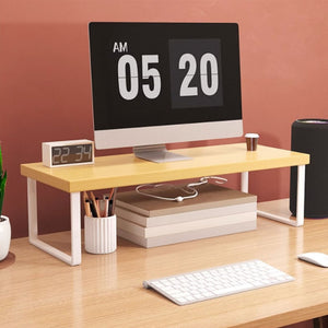 SOGA 2X 50cm Wood Computer Monitor Elevated Stand Desktop Support Station Rack