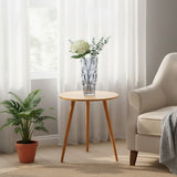 SOGA Home & Living Bundle – Walnut Side Coffee Table & Grey Glass Vase for Modern Home Decor