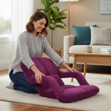 SOGA Foldable Lounge Cushion Adjustable Floor Lazy Recliner Chair with Armrest - Magenta