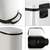 SOGA 4X Stainless Steel Foot Pedal Bin U Shape White 10L