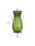 SOGA 51cm Green Glass Oval Floor Vase with Metal Flower Stand