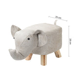 SOGA Beige Gray Children Bench Elephant Character Round Ottoman Stool Soft Small Comfy Seat Home Decor