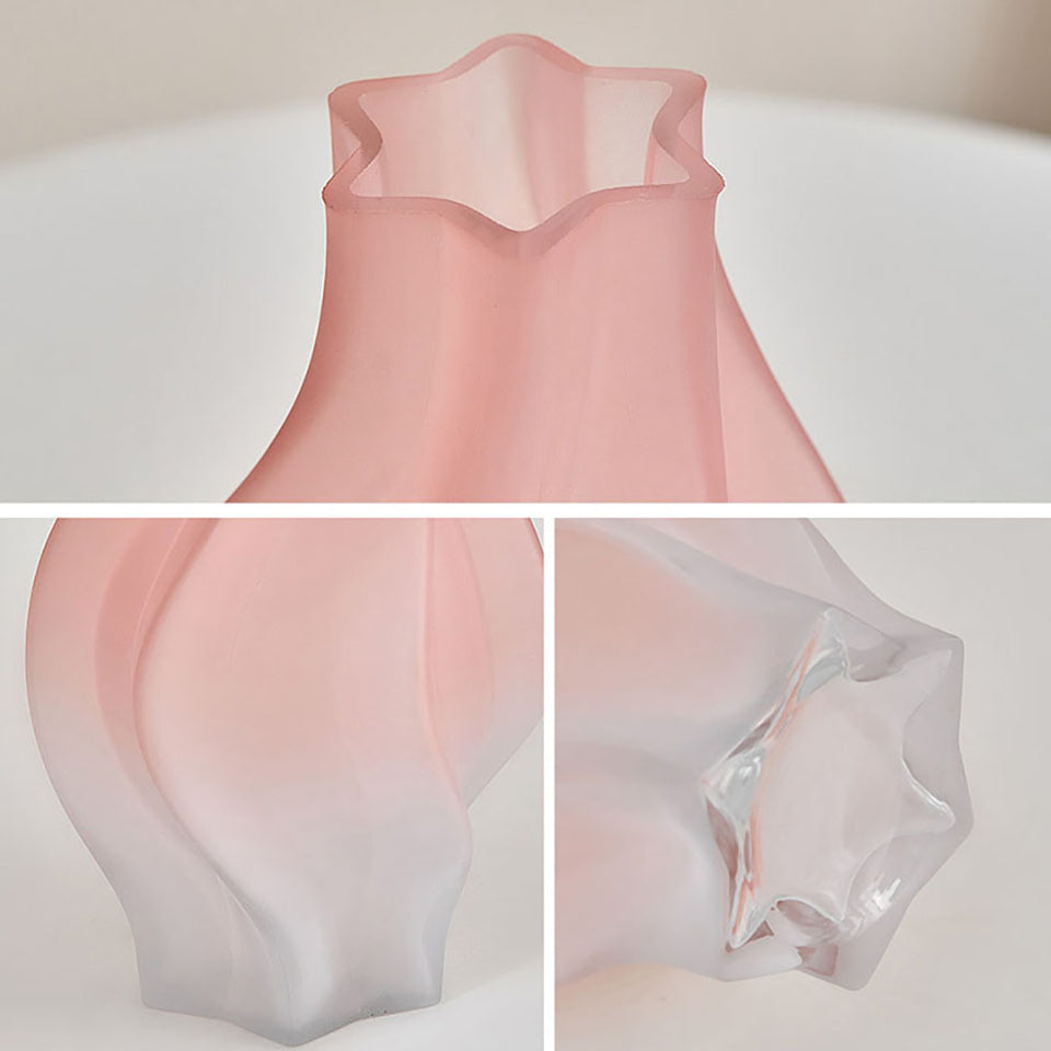 SOGA 24cm Pink Glass Vase Art Blown Hand Flower Tall Vintage Art Vases