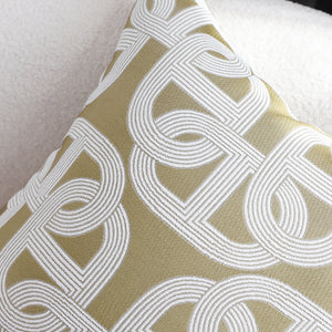 SOGA 2X 50cm Artistic Olive Green White Geometric Pattern Throw Pillow