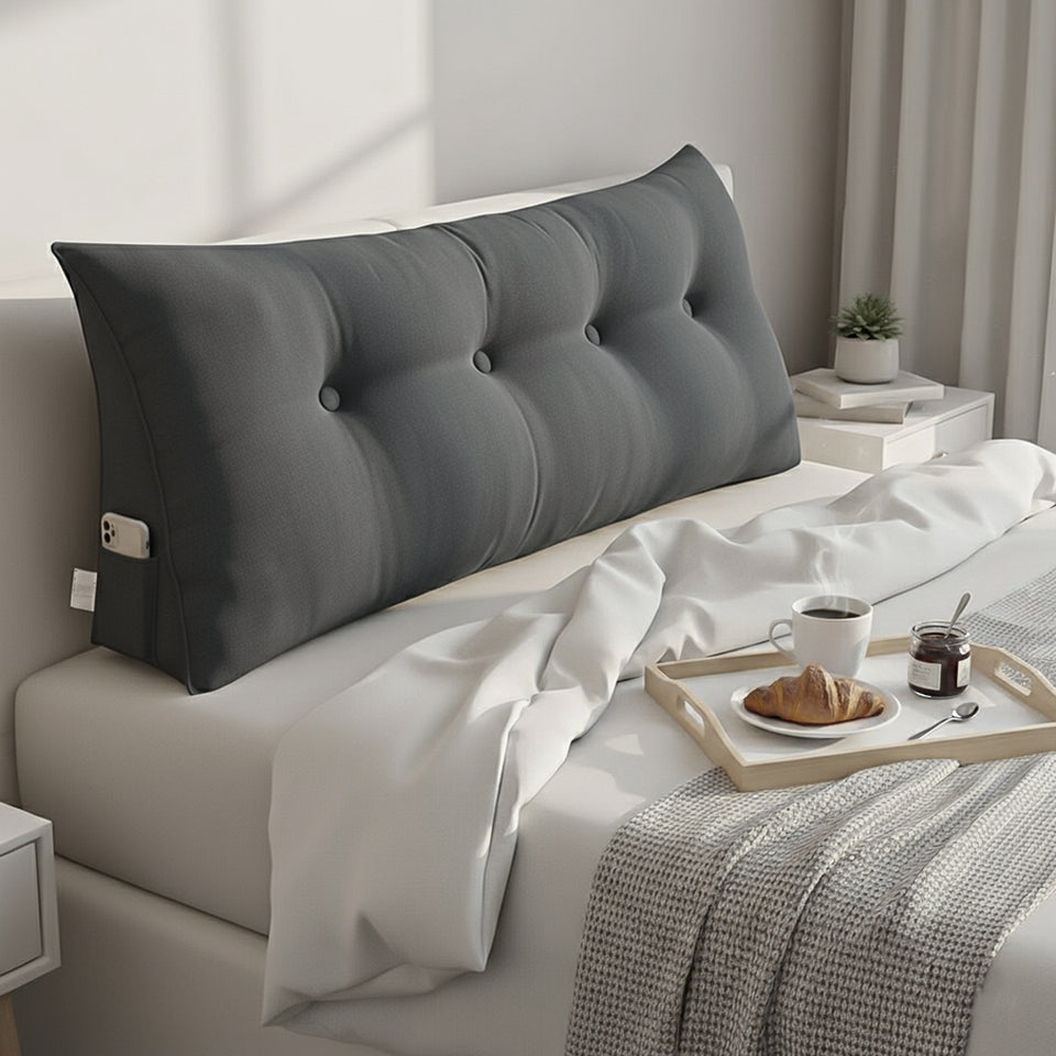 SOGA 4X 120cm Dark Grey Triangular Wedge Bed Pillow Headboard Backrest Bedside Tatami Cushion Home Decor