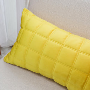 SOGA 2X 30cm Yellow Quilted Grid Pattern Decorative Throw Pillow