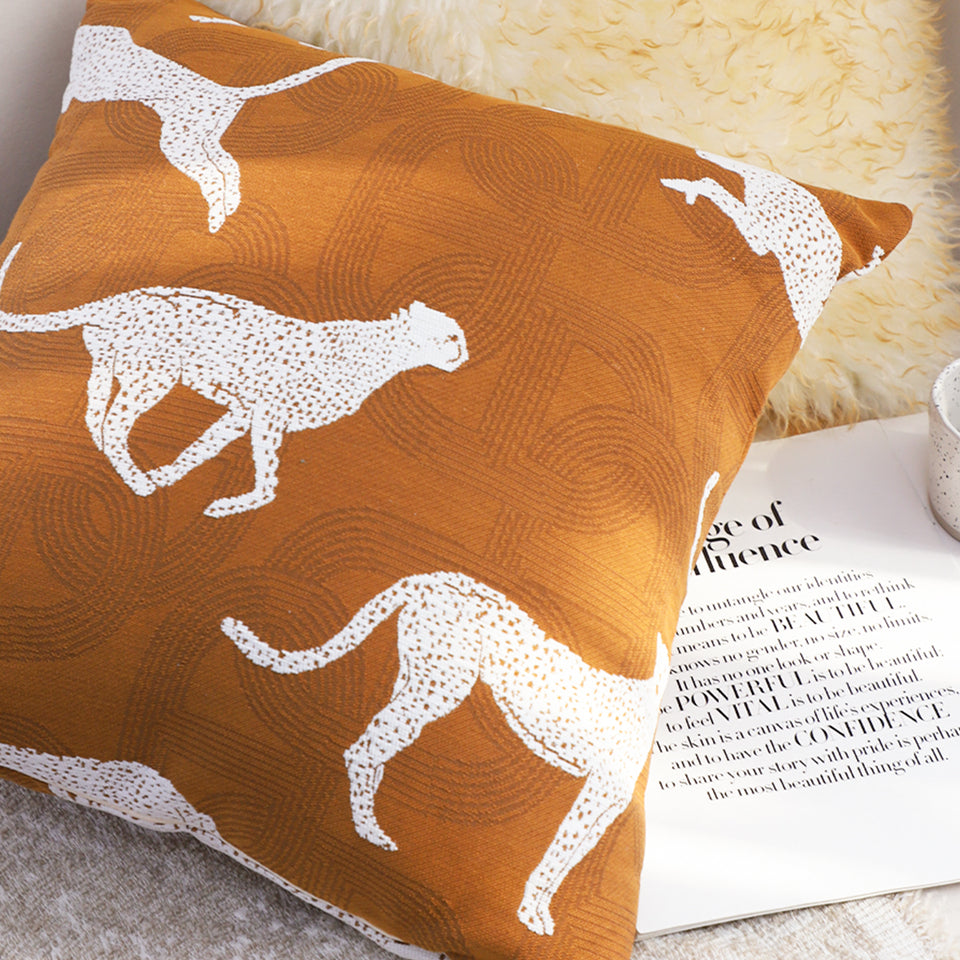 SOGA 2X 50cm Throw Pillow Brown and White Cheetah Animal Print for Home Décor
