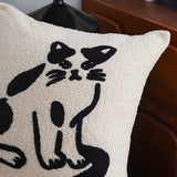SOGA 45cm Off-White Cat Design Square Throw Pillow