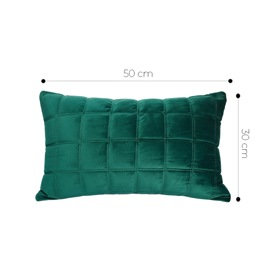 SOGA 30cm Green Velvet Quilted Grid Pattern Decorative Throw Pillow