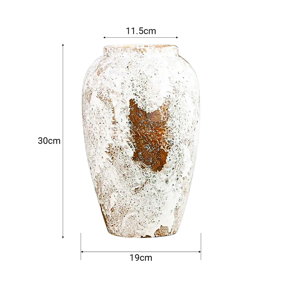 SOGA 30x19cm Gradient White Medium Ceramic Flower Vase Elegant Living Room Home Decor
