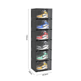 SOGA 2X 6 Tier Black Portable Shoe Organiser Sneaker Footwear Folding Plastic Bin Stackable Storage Box with Magnetic Door