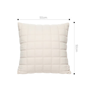 SOGA 2X 50cm Beige Quilted Grid Pattern Decorative Throw Pillow