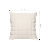 SOGA 2X 50cm Beige Quilted Grid Pattern Decorative Throw Pillow