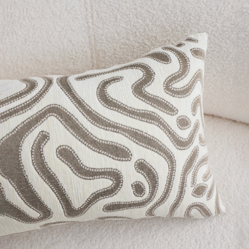 SOGA 30cm Gray White Abstract Swirl Pattern Decorative Throw Pillow