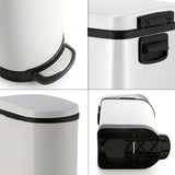 SOGA 2X Foot Pedal Stainless Steel U Shape Trash Bin White 10L