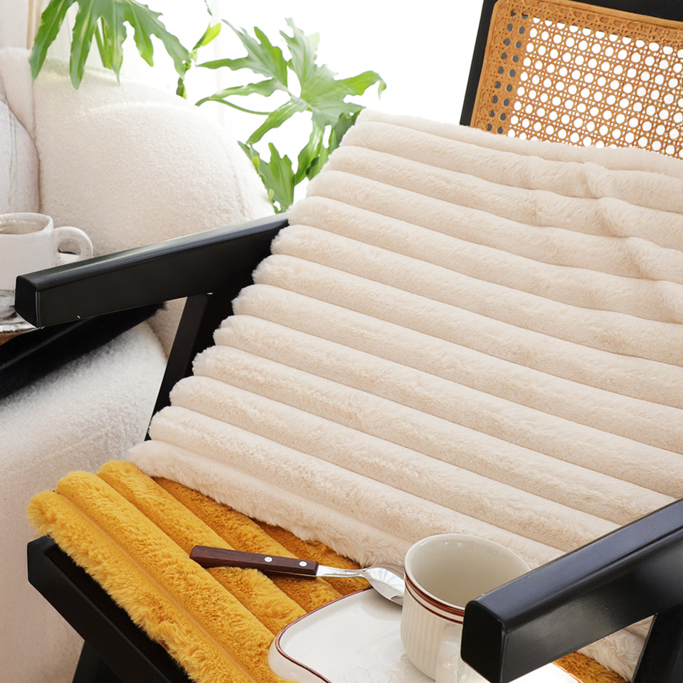 SOGA 2X Cream Corduroy Square Cushion Soft Leaning Plush Backrest Throw Seat Pillow