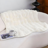 SOGA One-seater White Faux Fur Throw Blanket 90x90cm Polyester