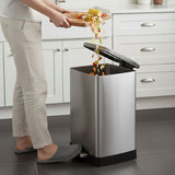 SOGA Foot Pedal Stainless Steel Rubbish Recycling Garbage Waste Trash Bin Rectangular Shape 12L Silver