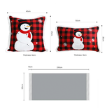 SOGA Christmas Bundle – Red Snowman Pillows & Green Diamond Knitted Throw Blanket