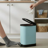 SOGA 2X Foot Pedal Stainless Steel U Shape Trash Bin Blue 10L
