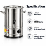 SOGA 2 Pack 48L 2200W Stainless Steel Commercial Hot Water Urns