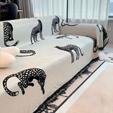 SOGA Four-seater White Sofa Cover Leopard Print 180x420cm Polyester