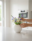 SOGA 21x22cm Plain White Small Ceramic Flower Vase Elegant Living Room Home Decor