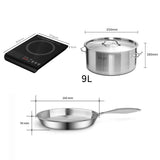 SOGA Kitchenware Bundle – 35.5cm Smart Induction Cooktop, 26cm Fry Pan & 9L Stock Pot