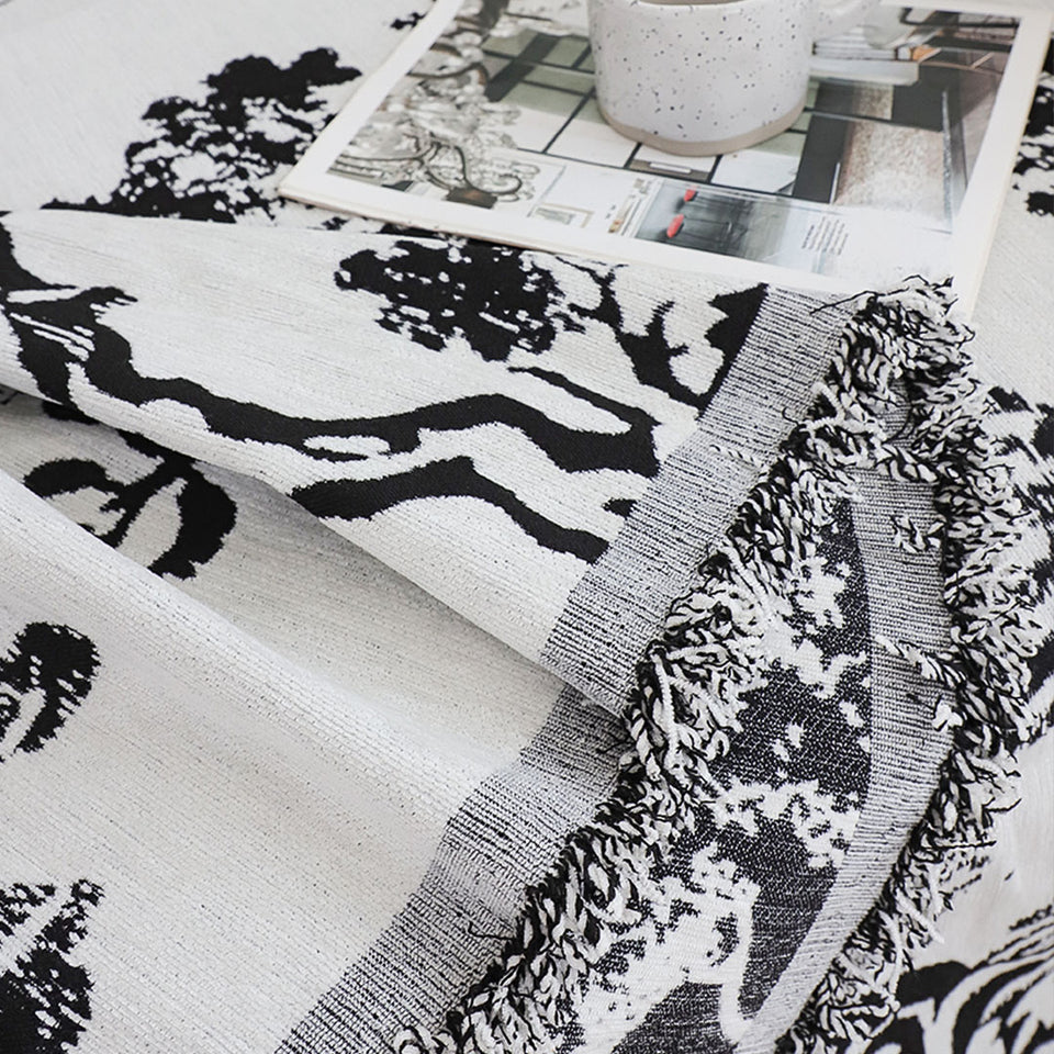 SOGA Two-seater White Sofa Cover Tree Print 180x260cm Polyester